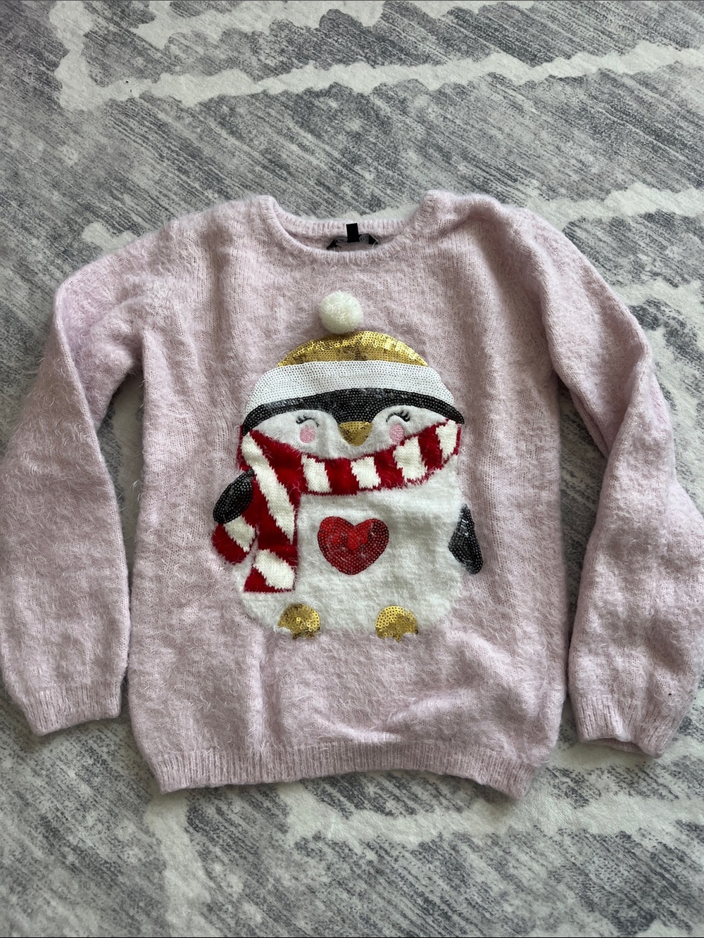 George Pink Sequin Penguin Crewneck Sweater